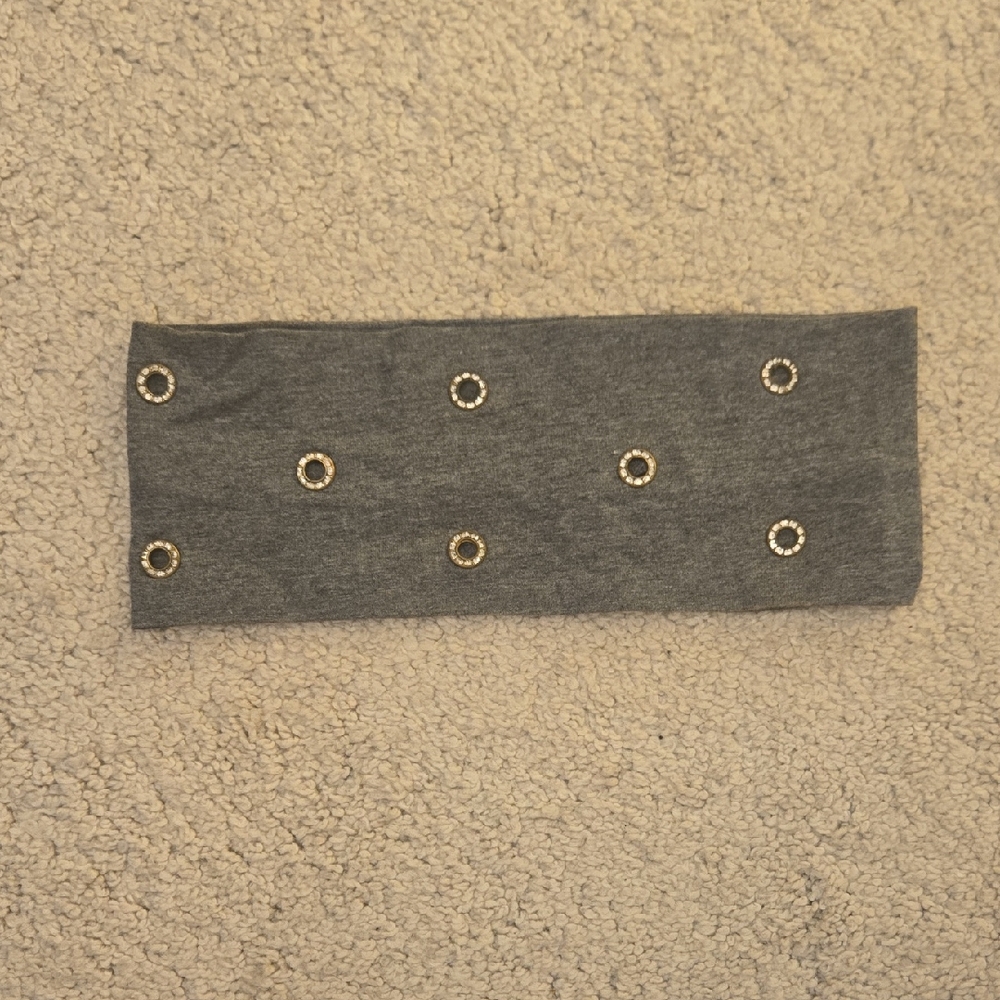 Gray Headband with Gold Accents